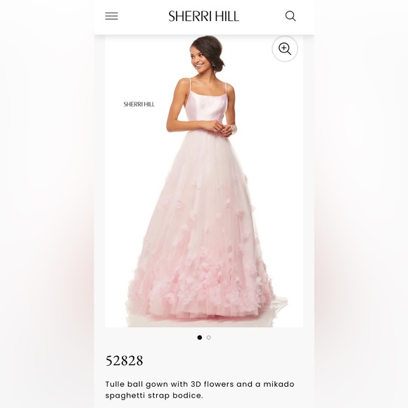 Sherri Hill Light Pink Floral Tulle Gown